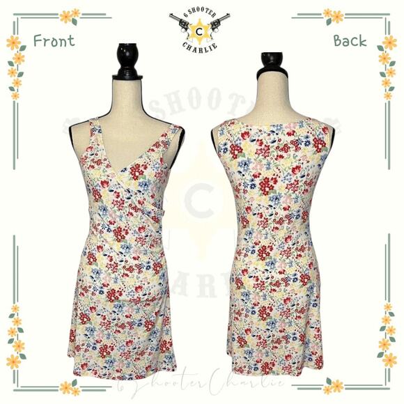 Tommy Hilfiger Early 2000s Multicolor Floral Sleeveless Wrap Dress Size Medium - Picture 1 of 6